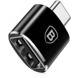 Adaptor Baseus Mini OTG, USB 2.0(M) la USB Type-C(T), corp metalic, negru