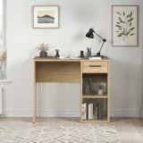 Cumpara ieftin Birou Modern Adore Concept cu Sertar și 2 Rafturi, Alb - Maro - Stejar - Antracit, 90x52x75 cm