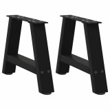 VidaXL Picioare pentru măsuță de cafea &icirc;n formă de A, 2 buc., negru, 50x(30-31) cm, oțel