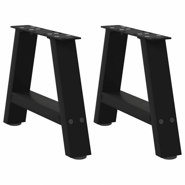 vidaXL Picioare pentru măsuță de cafea &icirc;n formă de A, 2 buc., negru, 50x(30-31) cm, oțel