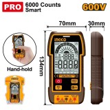 Multimetru Digital Profesional 600V INGCO DM16004, TRMS 6000 counts, AC/DC, NCV, capacitate 60mF, frecventa 10MHz, Data Hold, iluminare LED