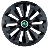 Cumpara ieftin Set 4 capace roti pentru Skoda Nou Verde, model Fox Black, R16, Autohelix MSA