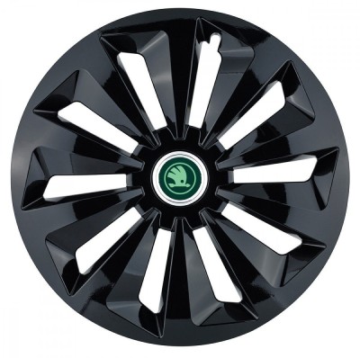 Set 4 capace roti pentru Skoda Nou Verde, model Fox Black, R16 foto