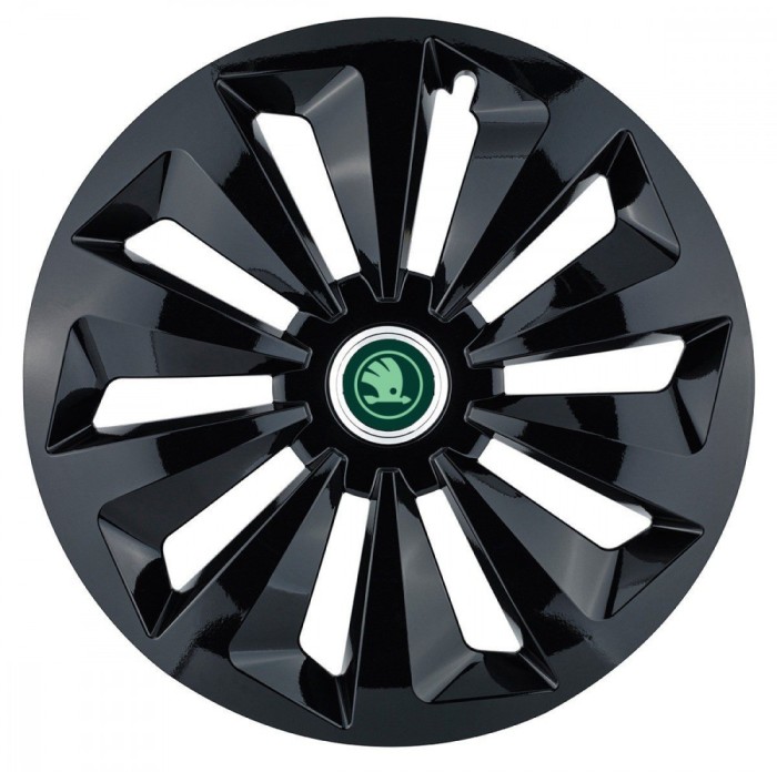 Set 4 capace roti pentru Skoda Nou Verde, model Fox Black, R16