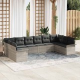 VidaXL Set de canapele pentru grădină 10 pcs Gri deschis Rattan poli