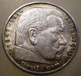 F.479 GERMANIA HINDENBURG 5 REICHSMARK 1936 A ARGINT VARIANTA 2