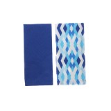 Prosop bucatarie SSE-OTC-10027, bumbac, alb + albastru, 40 x 60 cm, set 2 bucati