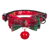 Zgarda Pisica Craciun Carouri Rosii cu Clopotel, Ajustabila, Multicolor, Model Festiv, Siguranta si Confort
