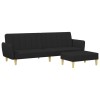Canapea extensibila cu taburet, 2 locuri, negru, textil