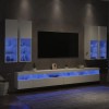 VidaXL Set comode TV de perete, 7 piese, cu lumini LED, alb