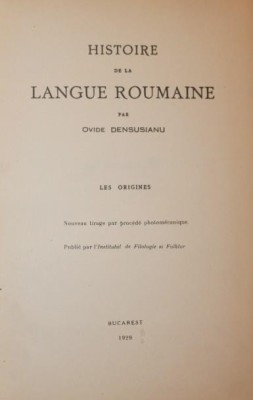 HISTOIRE DE LA LANGUE ROUMAINE foto