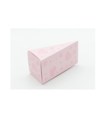 Cutie In Forma De Felie de Tort Din Carton pentru dulciuri, roz deschis, cu inimioare foto