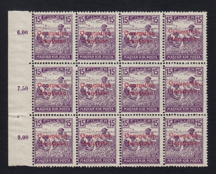 OCUPATIA FRANCEZA IN ARAD 1919 15 BANI SECERATORI FRAGMENT CU EROARE MNH