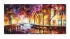 Tablou pictat manual gigant, Peisaj citadin, impresionist, 140x70cm ulei pe panza in cutit efect 3D, gata de expus pe perete