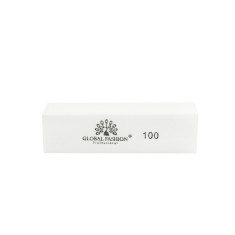 Buffer pentru unghii, Global Fashion, granulatie 100, culoare alba foto