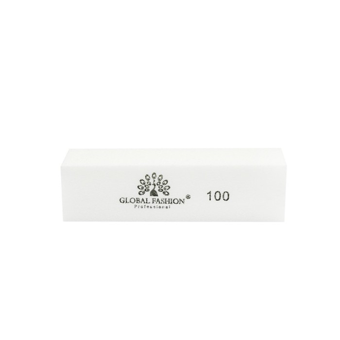 Buffer pentru unghii, Global Fashion, granulatie 100, culoare alba