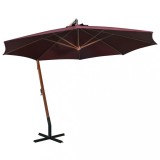 Umbrelă suspendată cu st&acirc;lp, roșu bordo, 3,5x2,9 m, lemn brad