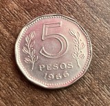 C50 - Moneda foarte veche - Argentina - 5 pesos - 1966