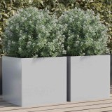 Cumpara ieftin Jardiniere, 2 buc., argintiu, 42x40x39 cm, oțel galvanizat