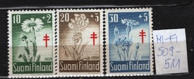 FINLANDA 1959 &amp;ndash; FLORA. FLORI MEDICINALE, SERIE NESTAMPILATA, B26 foto