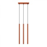 Lampă Suspendată Pastel Ocru Roșu Oțel 3 Becuri Tub Modern De Interior