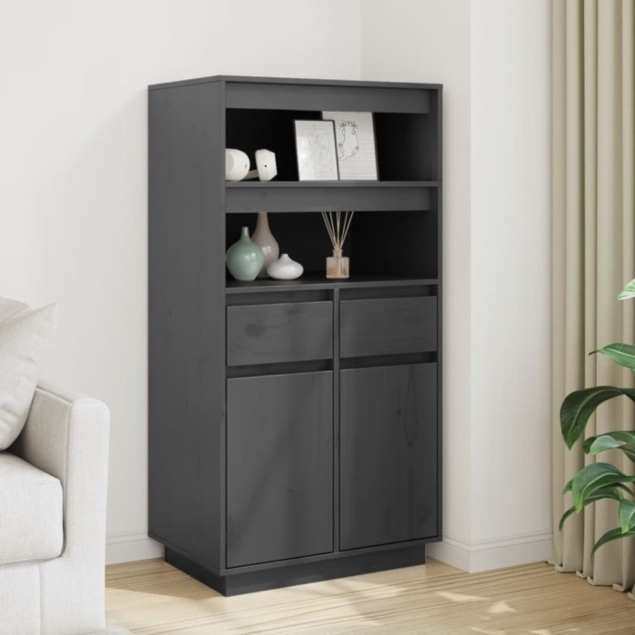 vidaXL Dulap &icirc;nalt, gri, 60x40x116,5 cm, lemn masiv de pin