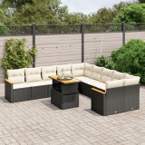 Cumpara ieftin Set canapele de grădină cu perne, 11 piese, negru, poliratan