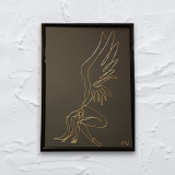 Inger, tablou din fir continuu de sarma placata cu aur, 21&times;30 cm