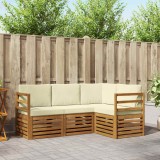 vidaXL Seturi de canapele 4 pcs Natural și Crem Lemn Solid de Acacia 3374710
