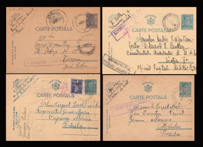 1941-1943 Romania - 4 CP intreguri cu stampile de cenzura GALATI 4 / 16 / 7 foto