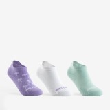 Șosete de tenis scurte Artengo RS 160 verde-mov copii, set de 3 perechi