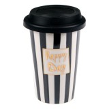 Cana TO GO Happy Day cu capac pentru cafea, Portelan, 410 ml