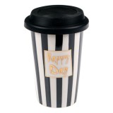 Cana TO GO Happy Day cu capac pentru cafea, Portelan, 410 ml, Oem