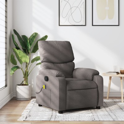 vidaXL Fotoliu de masaj rabatabil, gri taupe, material textil foto