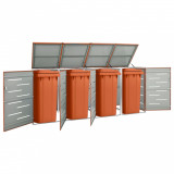 Cumpara ieftin Magazie pentru patru pubele 276,5x77,5x112,5 cm oțel inoxidabil