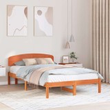 Cumpara ieftin Cadru de Pat cu T&ecirc;te de Lit Ceruit Maro 140x190 cm Lemn Masiv de Pin