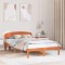 vidaXL Cadru de pat cu headboard Maro 135 x 190 cm Lemn masiv de pin 872073