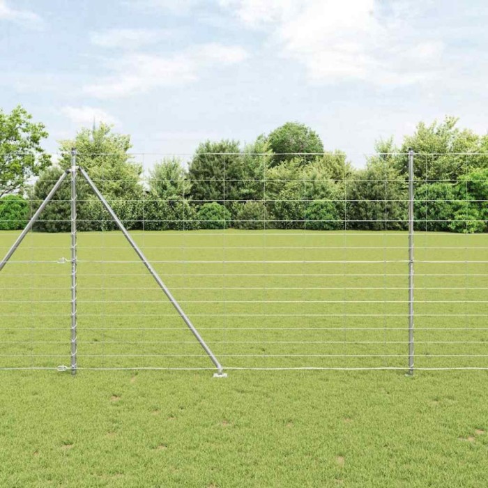 Gard pentru c&acirc;mp Argintiu 50 x 1.6 m Oțel galvanizat
