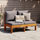 Canapea Gradina 2 Locuri Lemn Acacia, Perne Gri, Huse Lavabile 106x68x64cm