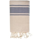 Prosop Plaja Fouta Tunis Alb Bej Dungi Albastre 200x100cm Bumbac Reciclat Tradizan
