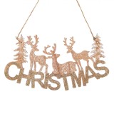 Decorațiune Suspendabilă Crăciun, Reni, Glitter Auriu, 22 cm, Oem