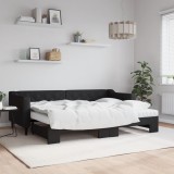 vidaXL Pat de zi cu extensie și saltele, negru, 80x200 cm, textil