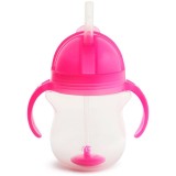 Munchkin Click Lock&trade; Tip &amp; Sip ceasca cu pai cu greutăți Pink 6 m+ 207 ml
