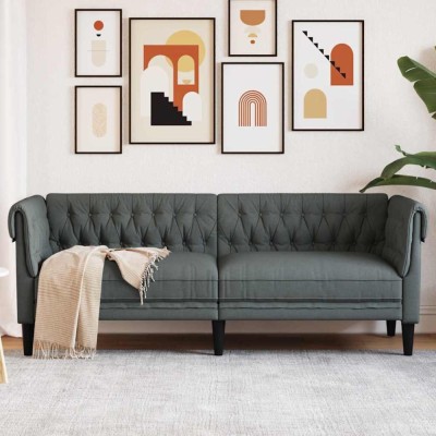 vidaXL Canapea Chesterfield Gri &amp;icirc;nchis 201.5 x 74.5 x 74.5 cm țesătură 42013011 foto
