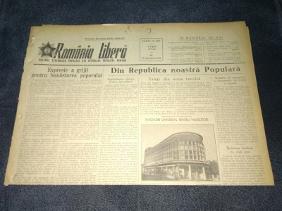 ZIARUL ROMANIA LIBERA 10 SEPTEMBRIE 1953 foto