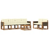 vidaXL Set de canapele de exterior cu pernă 7 pcs Natural și Crem 3381786