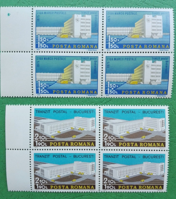 TIMBRE ROMANIA MNH LP899/1975 Ziua marcii postale rom&acirc;nesti -bloc de 4 timbre