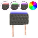 Cumpara ieftin Tablie de pat cu LED, gri inchis, 80x7x78/88 cm, catifea
