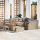 VidaXL Set de canapele pentru grădină cu pernă 12 pcs Bej Rattan poli