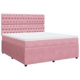 Cumpara ieftin Pat box spring cu saltea, roz, 180x200 cm, catifea